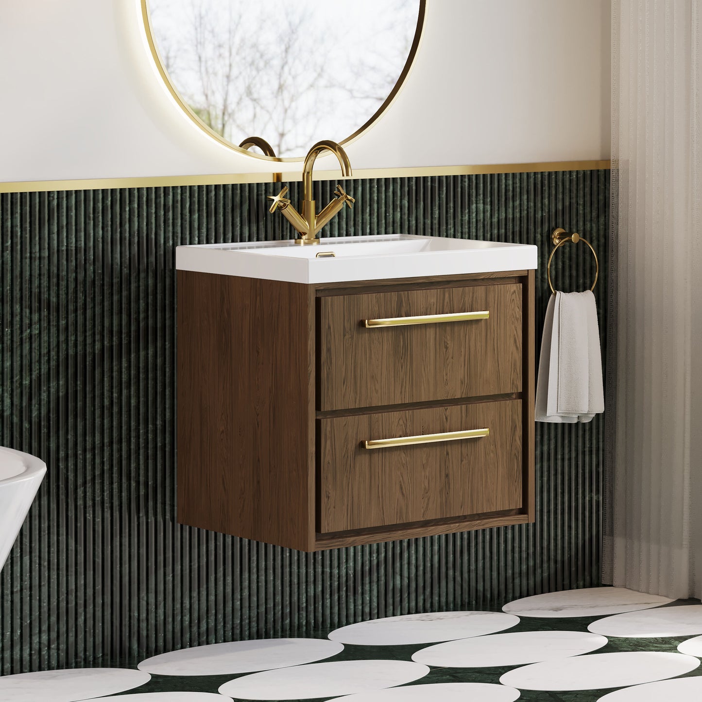 Lille 600mm Wall Hung 2-Drawer Vanity with Basin - 1 Tap Hole