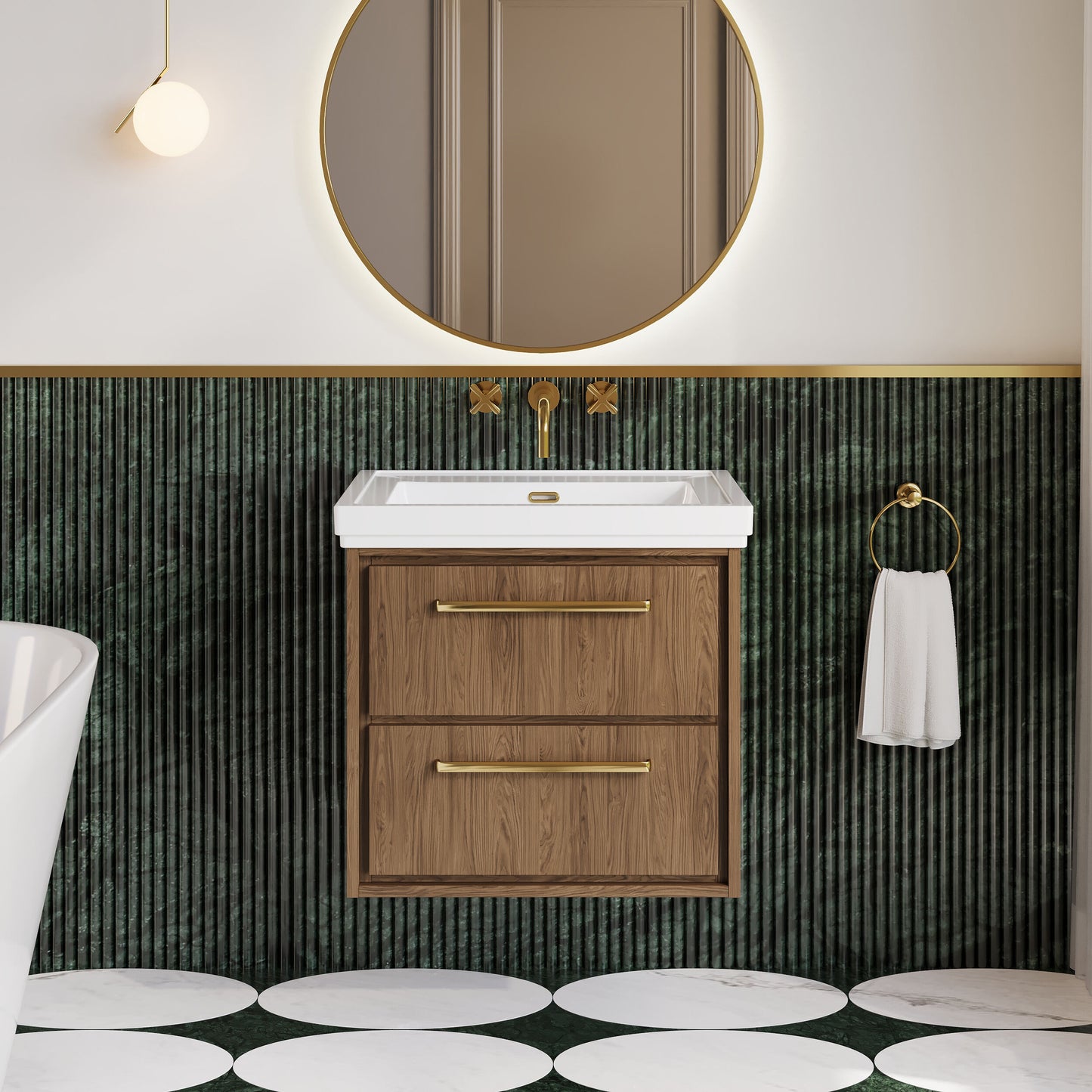 Lille 600mm Wall Hung 2-Drawer Vanity with Basin - 0 Tap Hole