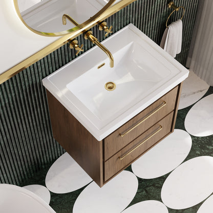 Lille 600mm Wall Hung 2-Drawer Vanity with Basin - 0 Tap Hole