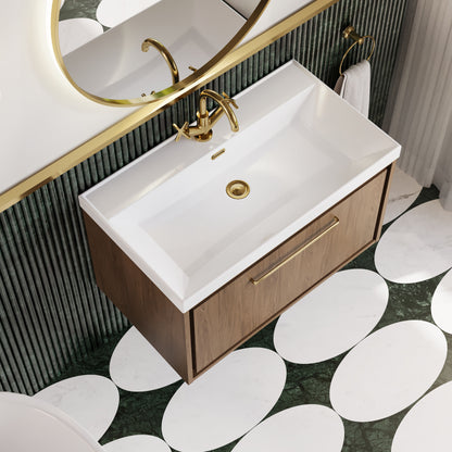 Lille 800mm Wall Hung Single Drawer Vanity with Basin - 1 Tap Hole