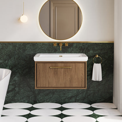 Lille 800mm Wall Hung Single Drawer Vanity with Basin - 0 Tap Hole