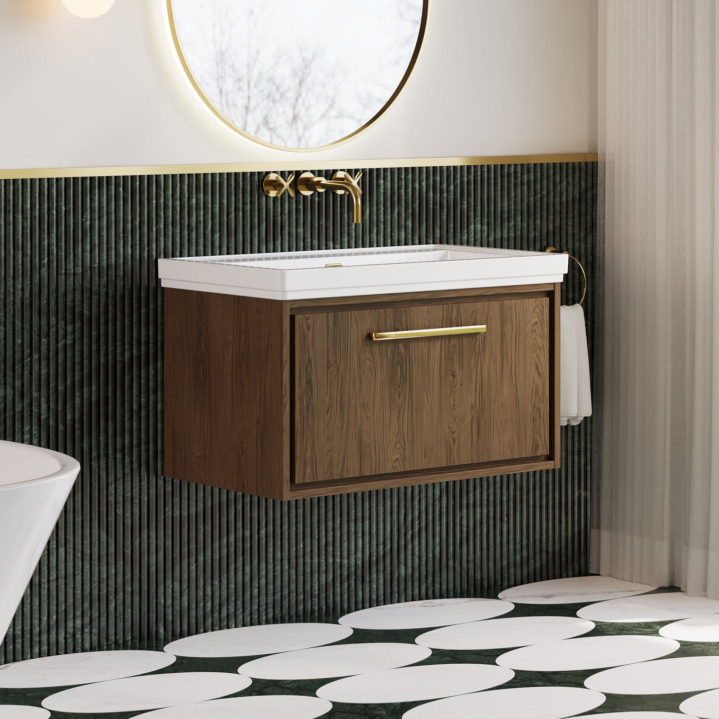 Lille 800mm Wall Hung Single Drawer Vanity with Basin - 0 Tap Hole