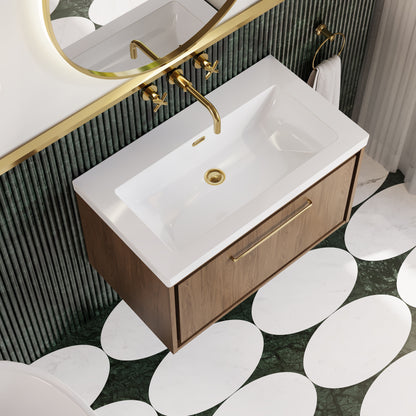 Lille 800mm Wall Hung Single Drawer Vanity with Basin - 0 Tap Hole