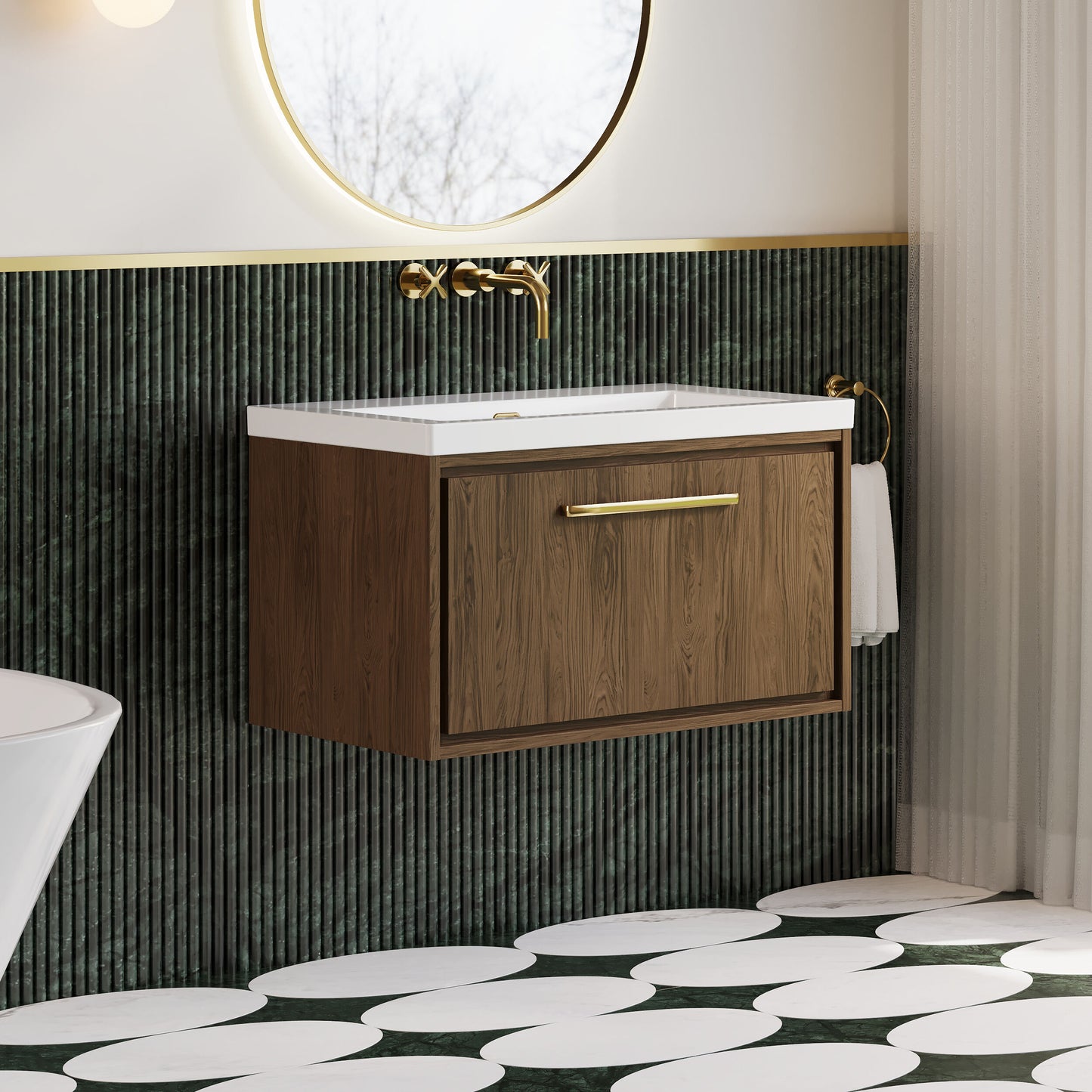 Lille 800mm Wall Hung Single Drawer Vanity with Basin - 0 Tap Hole