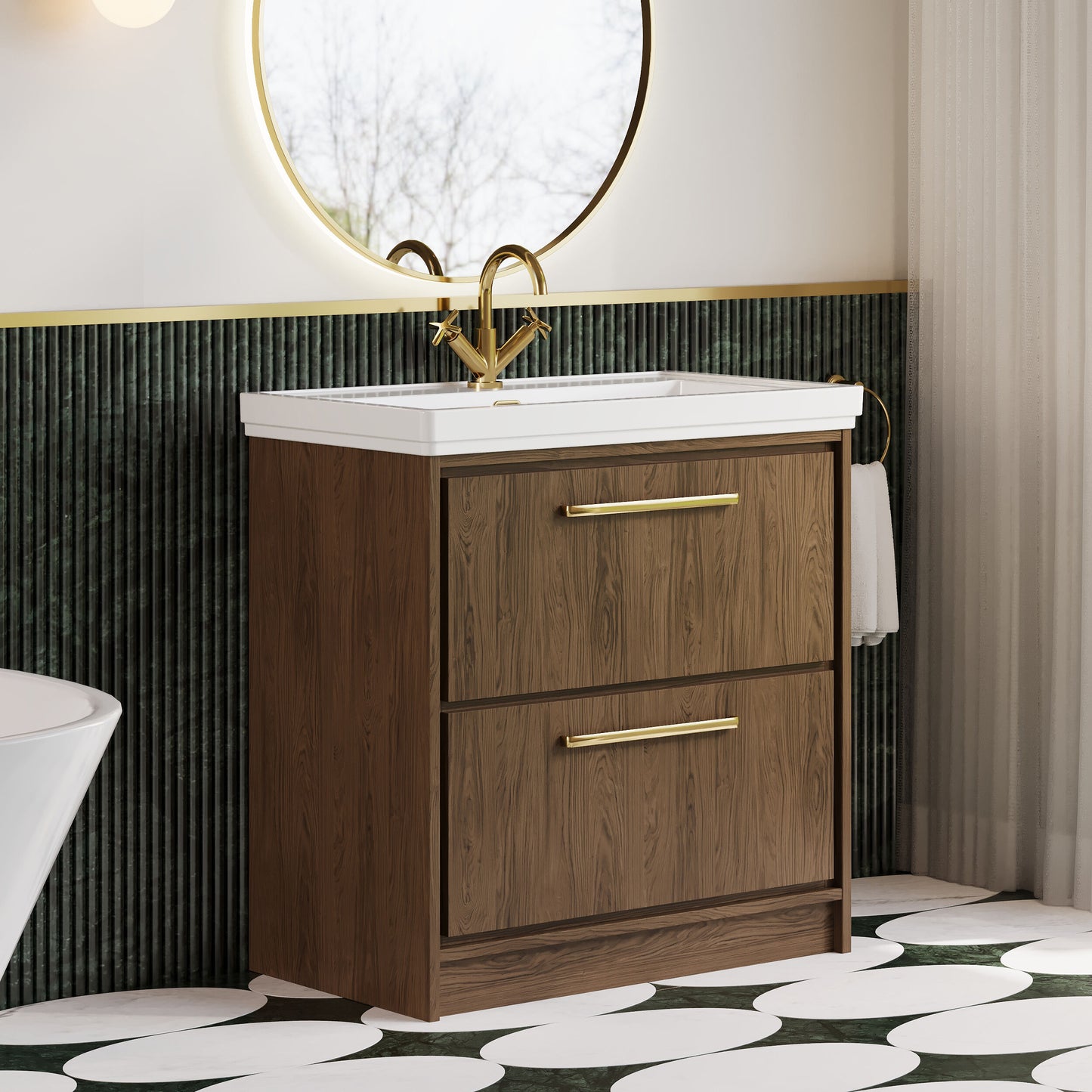 Lille 800mm Floor Standing 2-Drawer Vanity with Basin - 1 Tap Hole