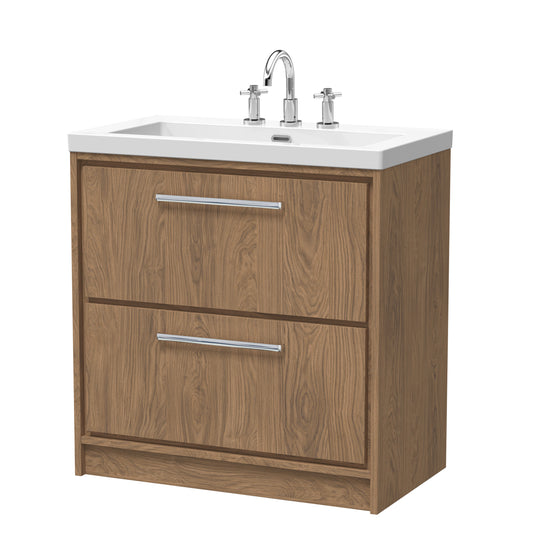 Lille 800mm Floor Standing 2-Drawer Vanity with Basin - 3 Tap Hole