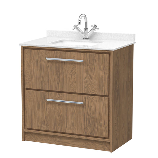 Hudson Reed Lille 800mm Floor Standing 2-Drawer Vanity Unit with Basin With Soft Close Drawers, 1 Tap Hole
