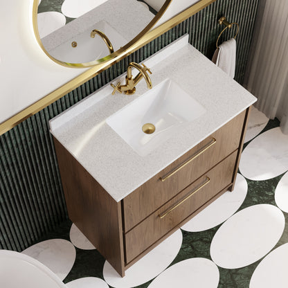 Hudson Reed Lille 800mm Floor Standing 2-Drawer Vanity Unit with Basin With Soft Close Drawers, 1 Tap Hole