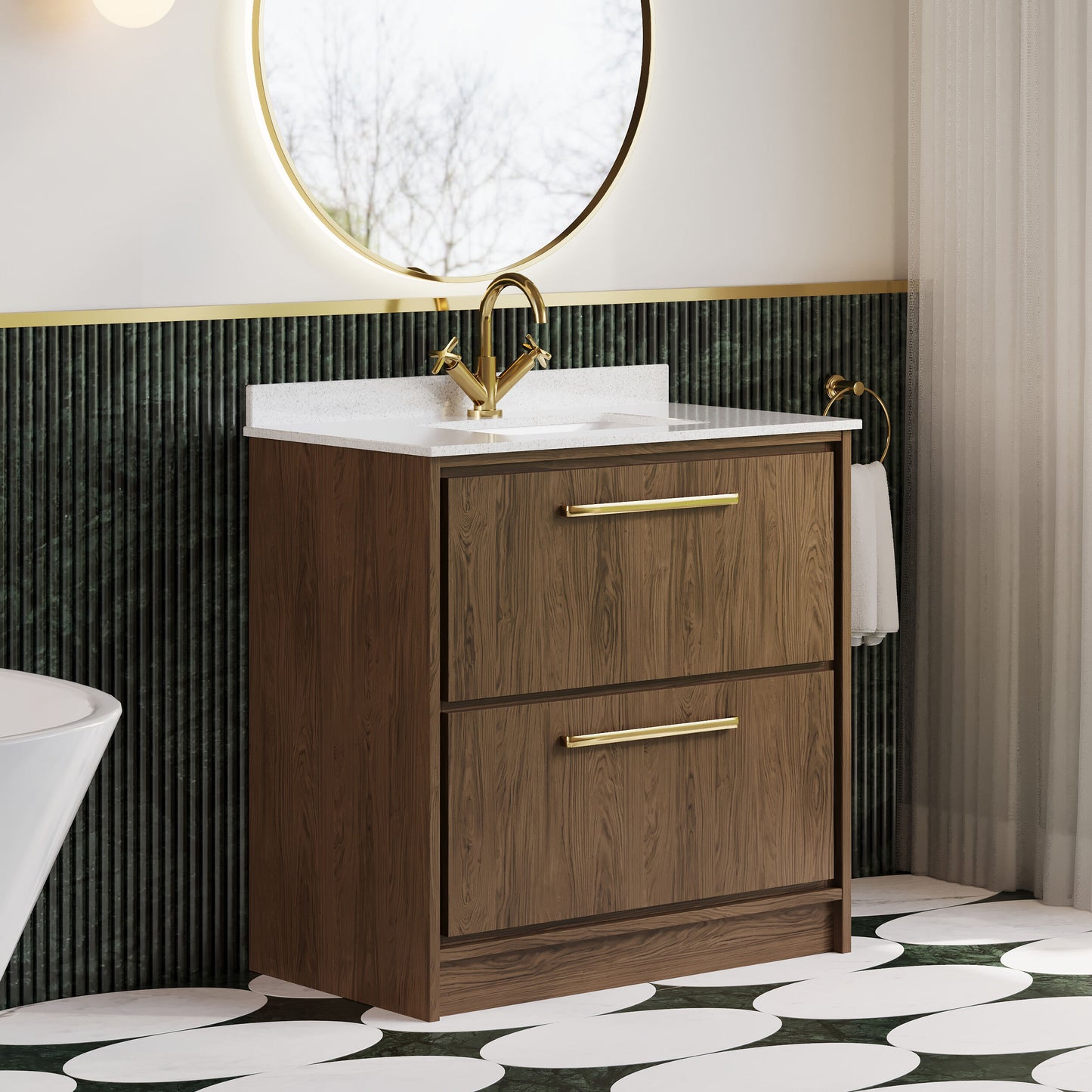 Hudson Reed Lille 800mm Floor Standing 2-Drawer Vanity Unit with Basin With Soft Close Drawers, 1 Tap Hole