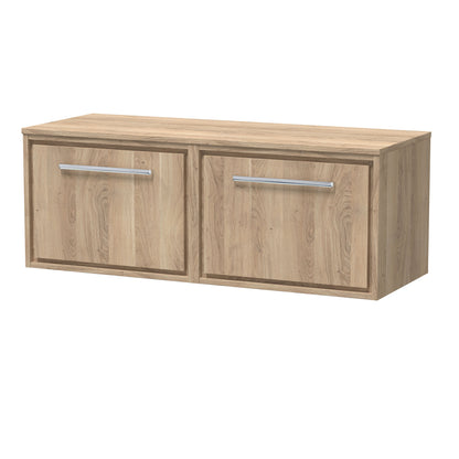 Hudson Reed Lille 605mm Bleached Oak Wall Hung Single Drawer Vanity Unit With Worktop