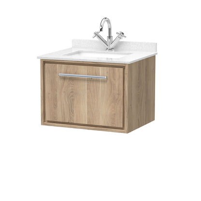 Hudson Reed Lille 600mm Wall Hung Single Drawer Vanity Unit With Marble Basin