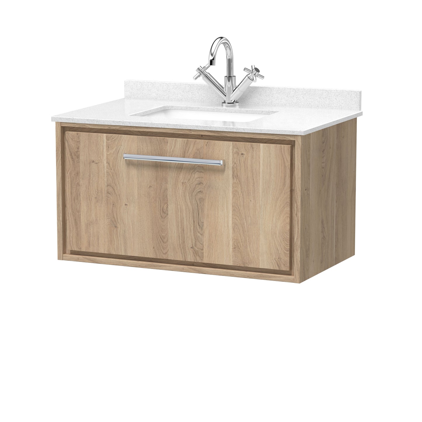 Hudson Reed Lille 800mm Wall Hung Single Drawer Vanity Unit With Marble Worktop Basin