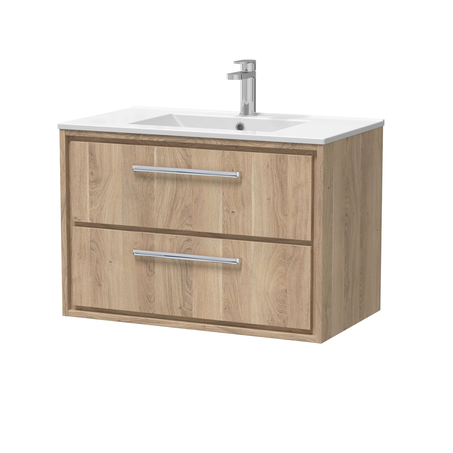 Hudson Reed Lille 800mm Bleached Oak Wall Hung 2-Drawer Soft Close Vanity Unit with Basin