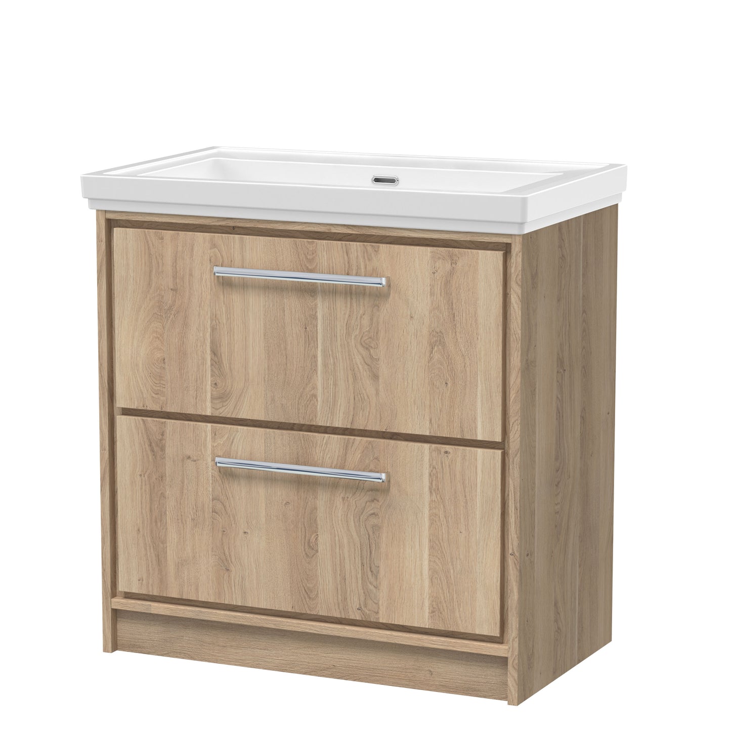 Lille 800mm Floor Standing 2-Drawer Vanity with Basin - 0 Tap Hole
