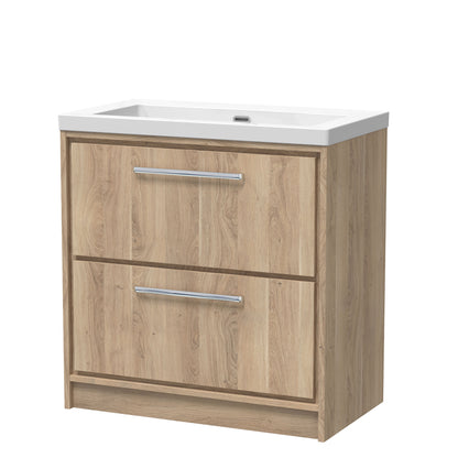 Lille 800mm Floor Standing 2-Drawer Vanity with Basin - 0 Tap Hole
