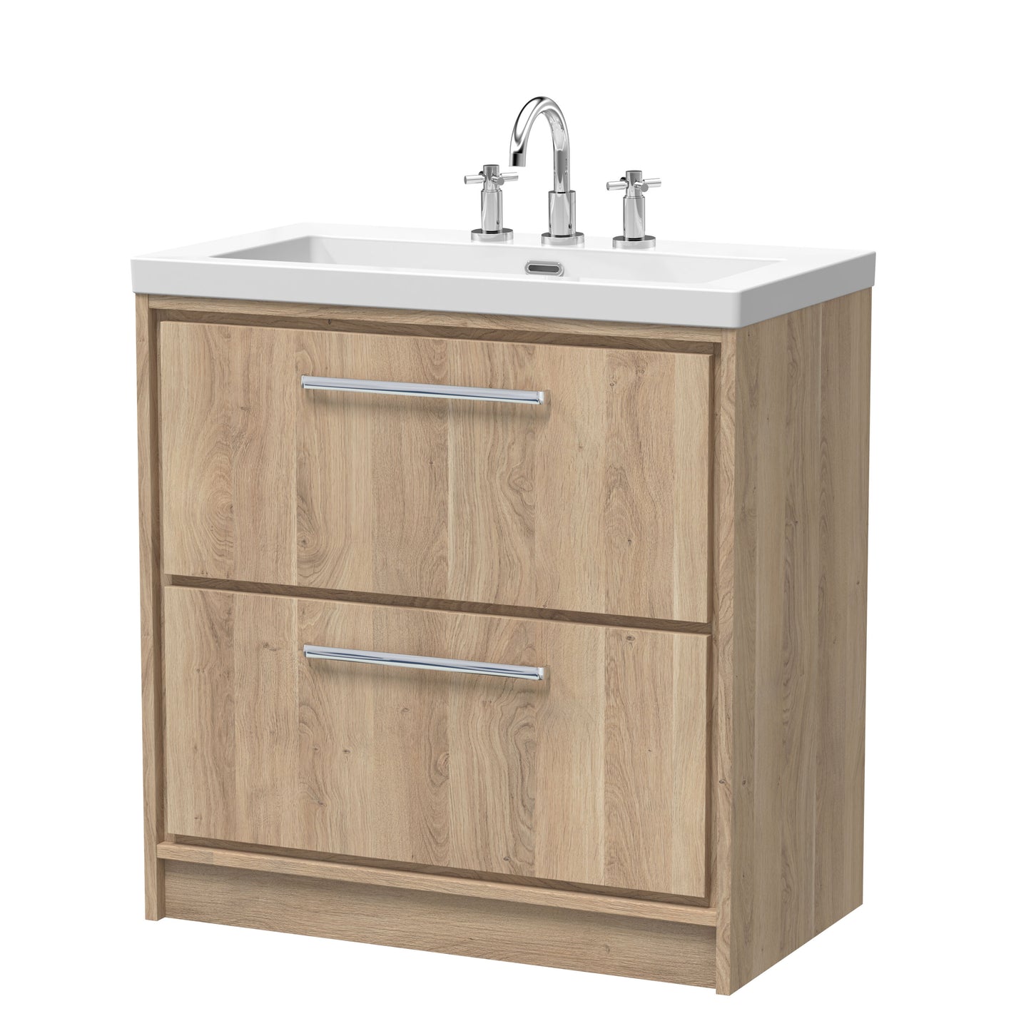 Lille 800mm Floor Standing 2-Drawer Vanity with Basin - 3 Tap Hole