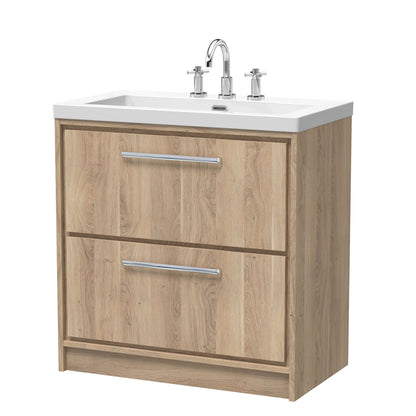 Lille 800mm Floor Standing 2-Drawer Vanity with Basin - 3 Tap Hole
