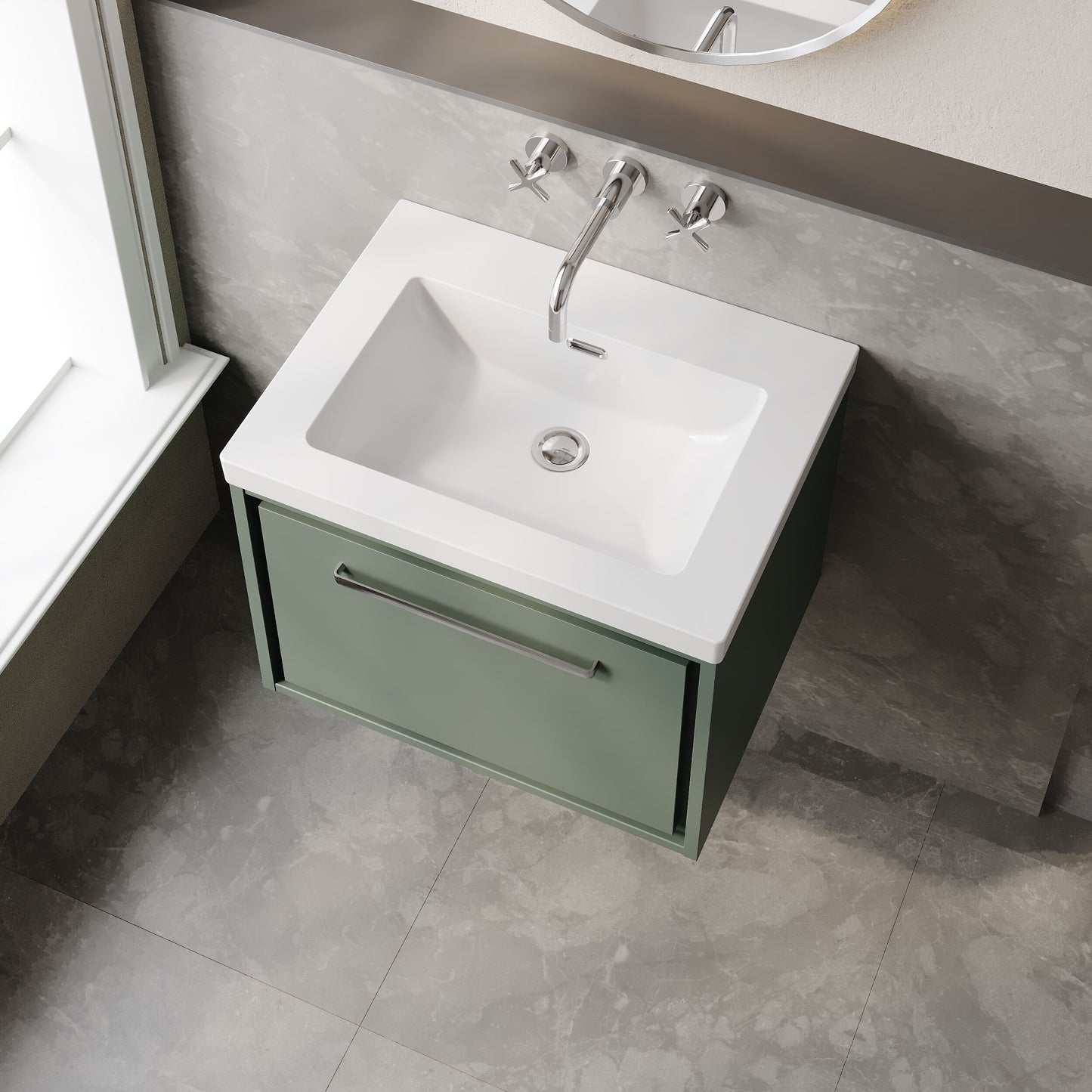 Lille 600mm Wall Hung Single Drawer Vanity with Basin - 0 Tap Hole