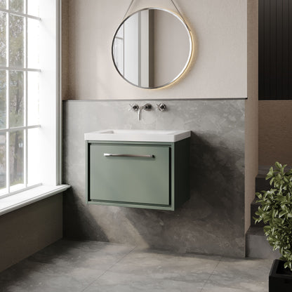 Lille 600mm Wall Hung Single Drawer Vanity with Basin - 0 Tap Hole