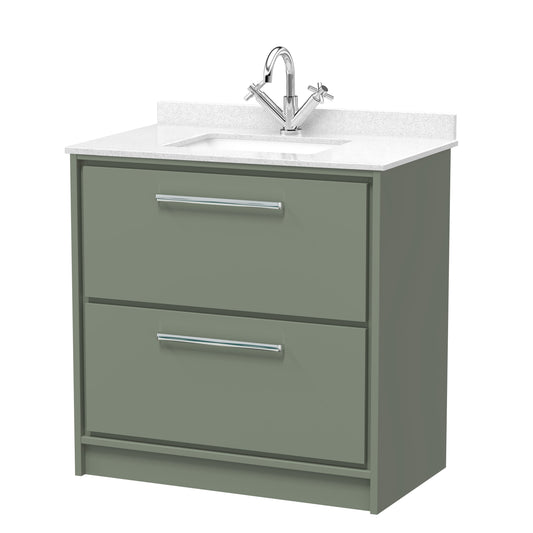 Lille 800mm Floor Standing 2-Drawer Vanity with Marble Worktop Basin