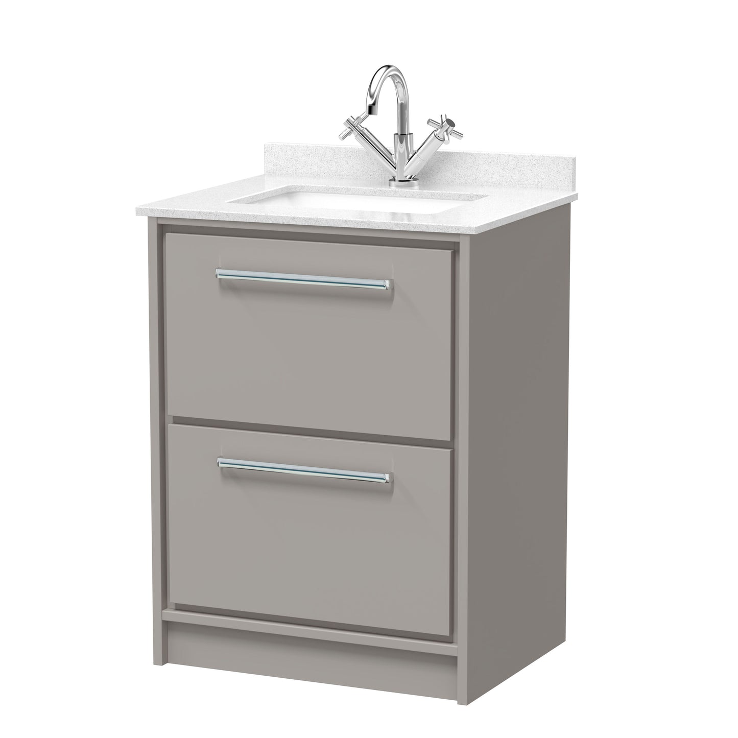 Lille 600mm Floor Standing 2-Drawer Vanity with Marble Worktop Basin