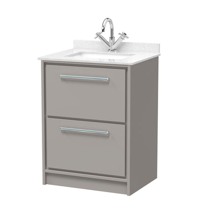 Lille 600mm Floor Standing 2-Drawer Vanity with Marble Worktop Basin