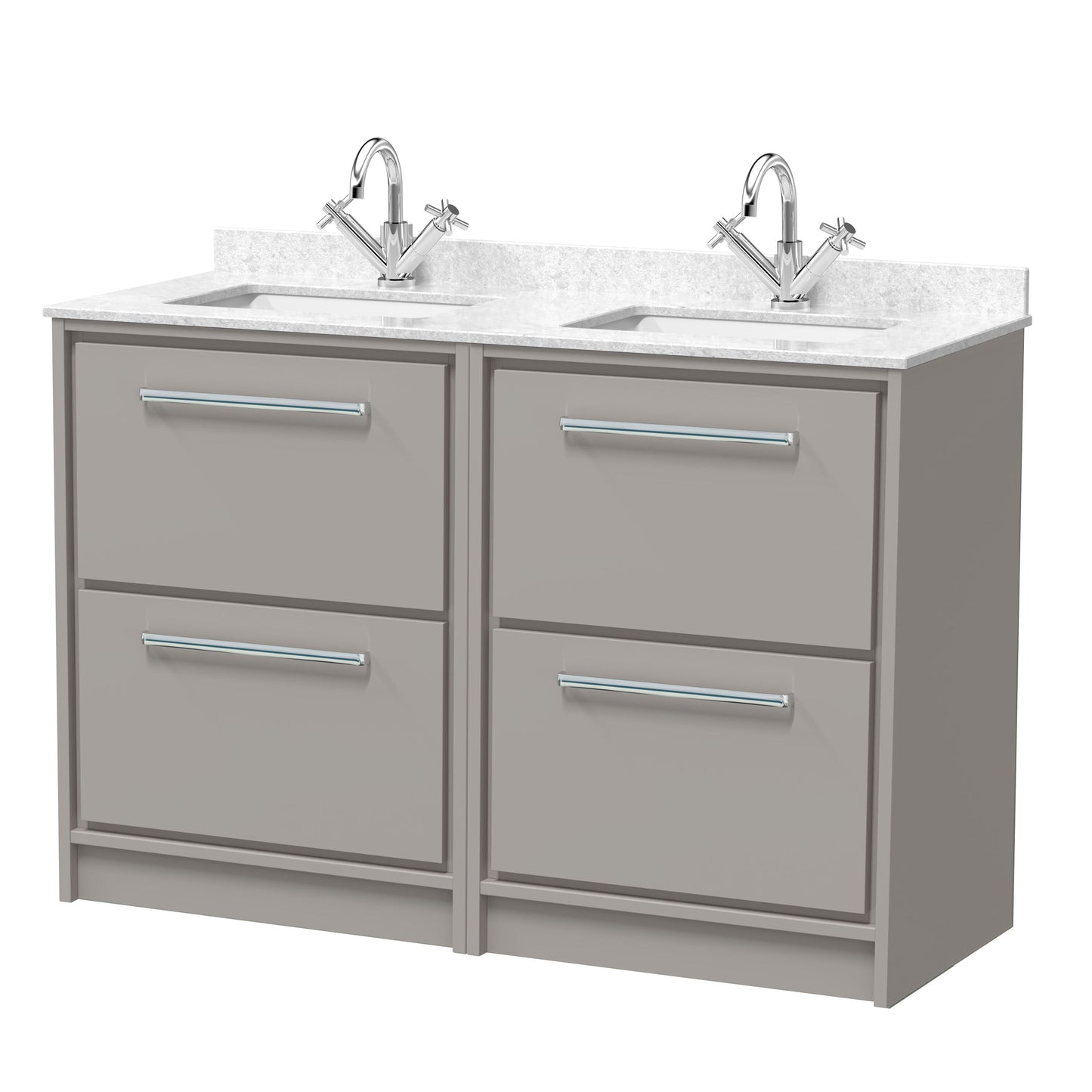 Lille 1200mm Floor Standing 4-Drawer Vanity with Marble Worktop Basin