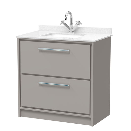Lille 800mm Floor Standing 2-Drawer Vanity with Marble Worktop Basin