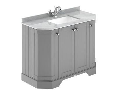 Hudson Reed Old London 1036mm Storm Grey Floor Standing 4 Door Vanity Unit with 1 Tap Hole Grey Marble Top Basin