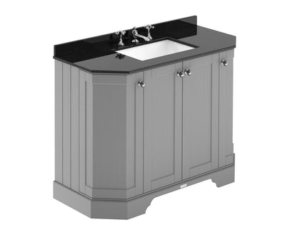 Hudson Reed Old London 1036mm Floor Standing 4 Door Vanity Unit with 3 Tap Hole Black Marble Top Basin and Backsplash