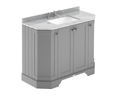 Hudson Reed Old London 1000mm Storm Grey 4 Door Floor Standing Vanity Unit with 3 Tap Hole Marble Top Basin