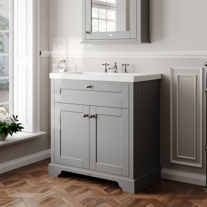 Old London 800mm 2-Door Unit & Contemporary Fireclay Basin 3TH