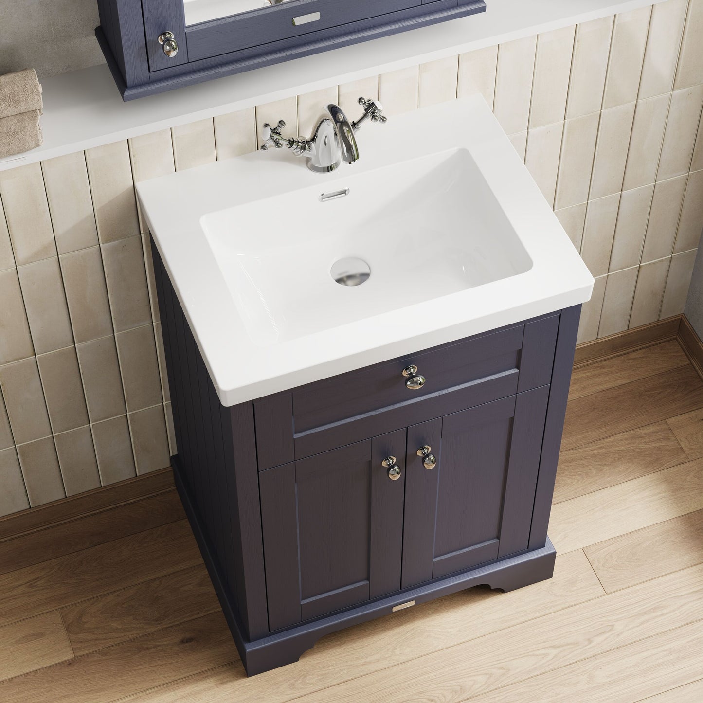 Old London 600mm 2-Door Unit & Contemporary Fireclay Basin 1TH