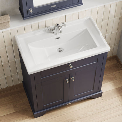 Hudson Reed Old London 800mm Floor Standing 2 Door Vanity Unit with Ceramic Basin