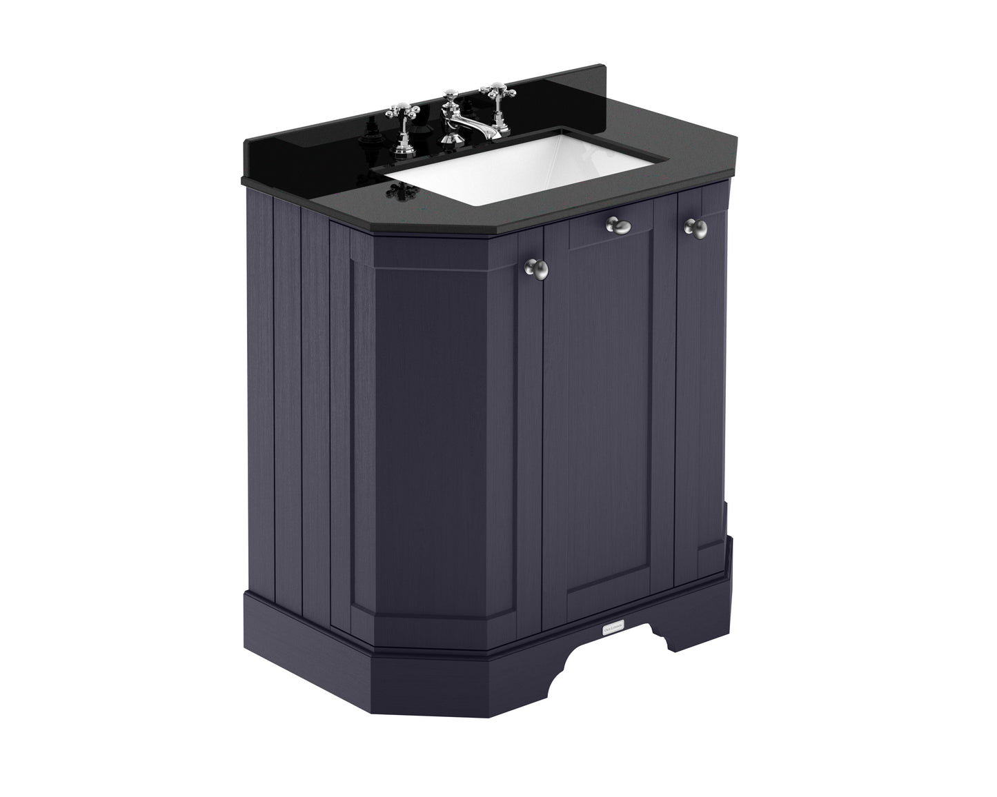 Hudson Reed Old London 750mm Floor Standing 3 Door Vanity Unit with 3 Tap Hole Black Marble Top Basin