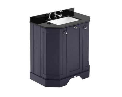 Hudson Reed Old London 750mm Floor Standing 3 Door Vanity Unit with 3 Tap Hole Black Marble Top Basin