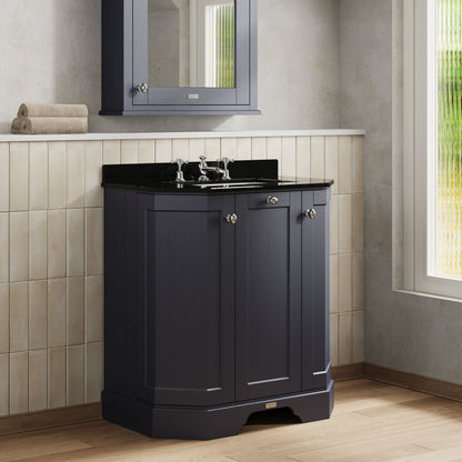 Hudson Reed Old London 750mm Floor Standing 3 Door Vanity Unit with 3 Tap Hole Black Marble Top Basin