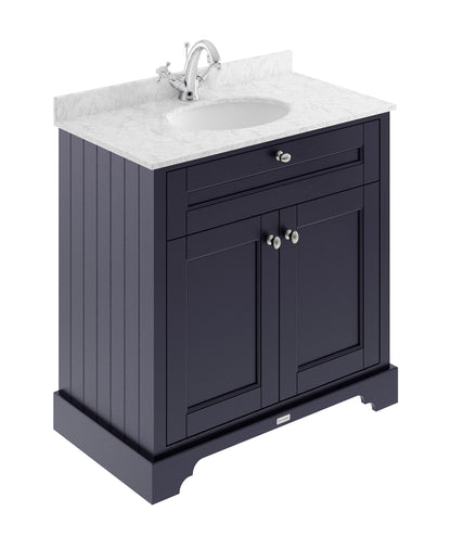 Floor Standing 2 Door Vanity Unit with 1 Tap Hole Grey Marble Top 800mm