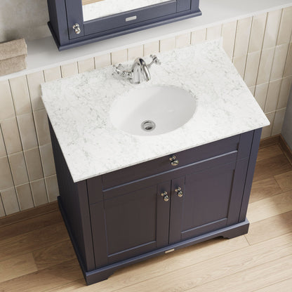 Floor Standing 2 Door Vanity Unit with 1 Tap Hole Grey Marble Top 800mm