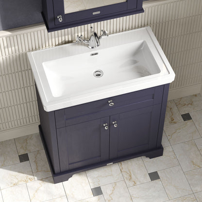 Hudson Reed Old London 830mm Floor Standing 2 Door Vanity Unit With Fireclay Basin
