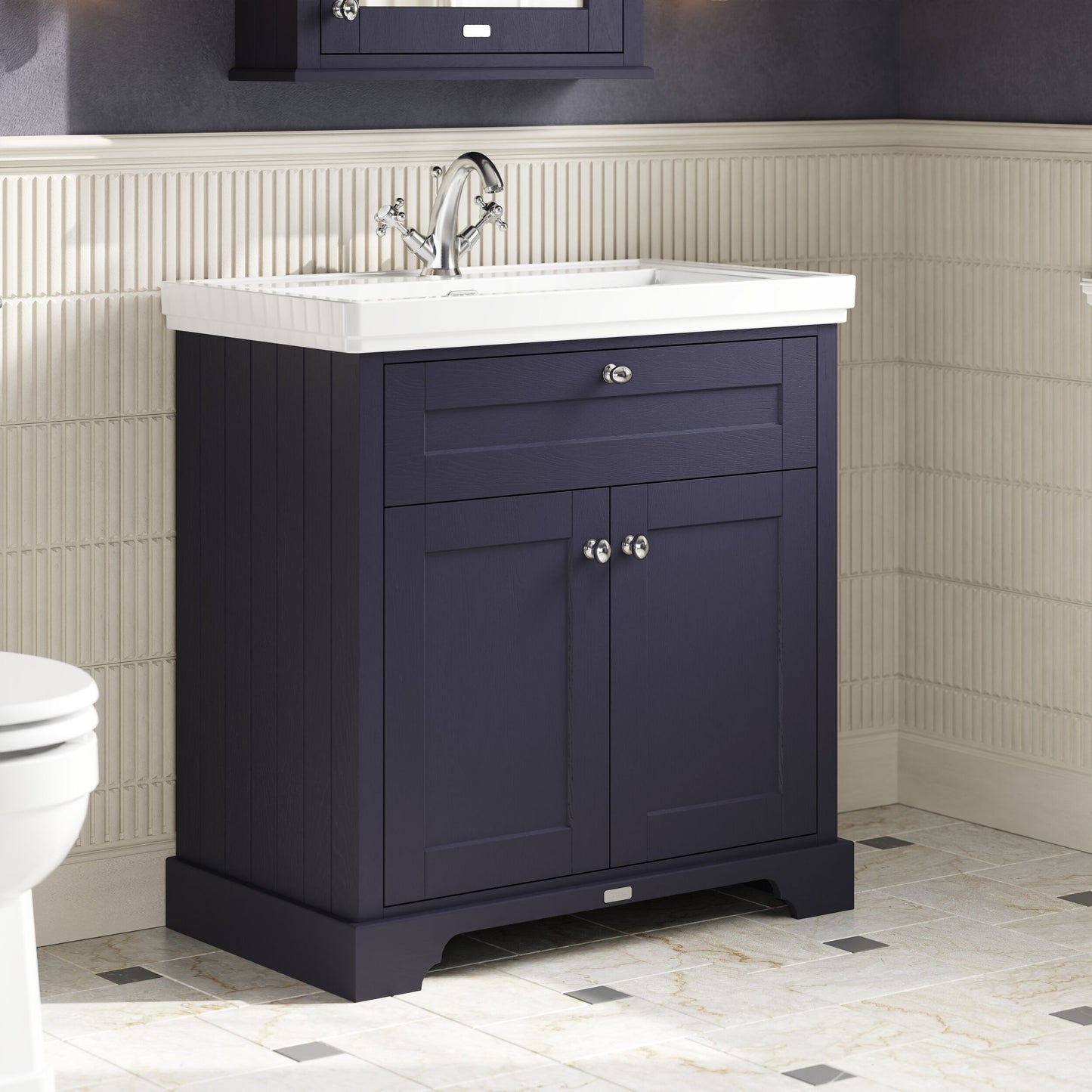 Hudson Reed Old London 830mm Floor Standing 2 Door Vanity Unit With Fireclay Basin