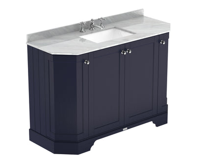 Hudson Reed Old London 1200mm Floor Standing 4 Door Vanity Unit with 3 Tap Hole Grey Marble Top Basin