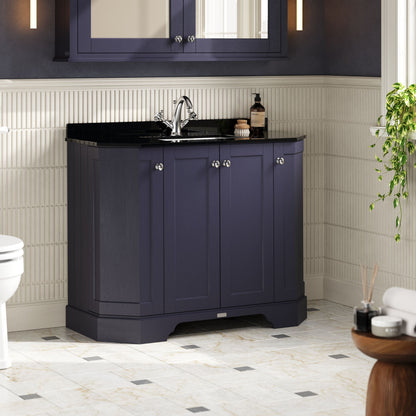 Hudson Reed Old London 1000mm Floor Standing 4 Door Vanity Unit With 1 Tap Hole Black Marble Top Basin