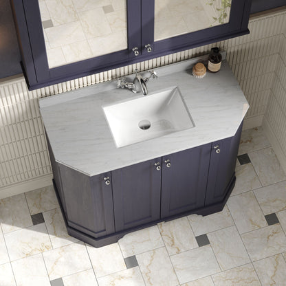 Floor Standing 4 Door Angled Vanity Unit with 1 Tap Hole Grey Marble Top 100mm