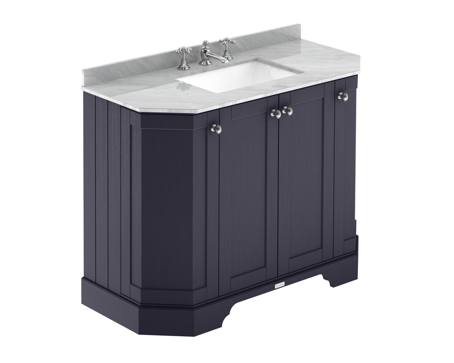 Hudson Reed Old London 1000mm Floor Standing 4 Door Vanity Unit with 3 Tap Hole Grey Marble Top Basin