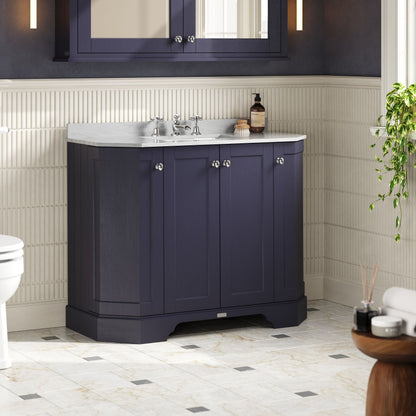 Hudson Reed Old London 1000mm Floor Standing 4 Door Vanity Unit with 3 Tap Hole Grey Marble Top Basin