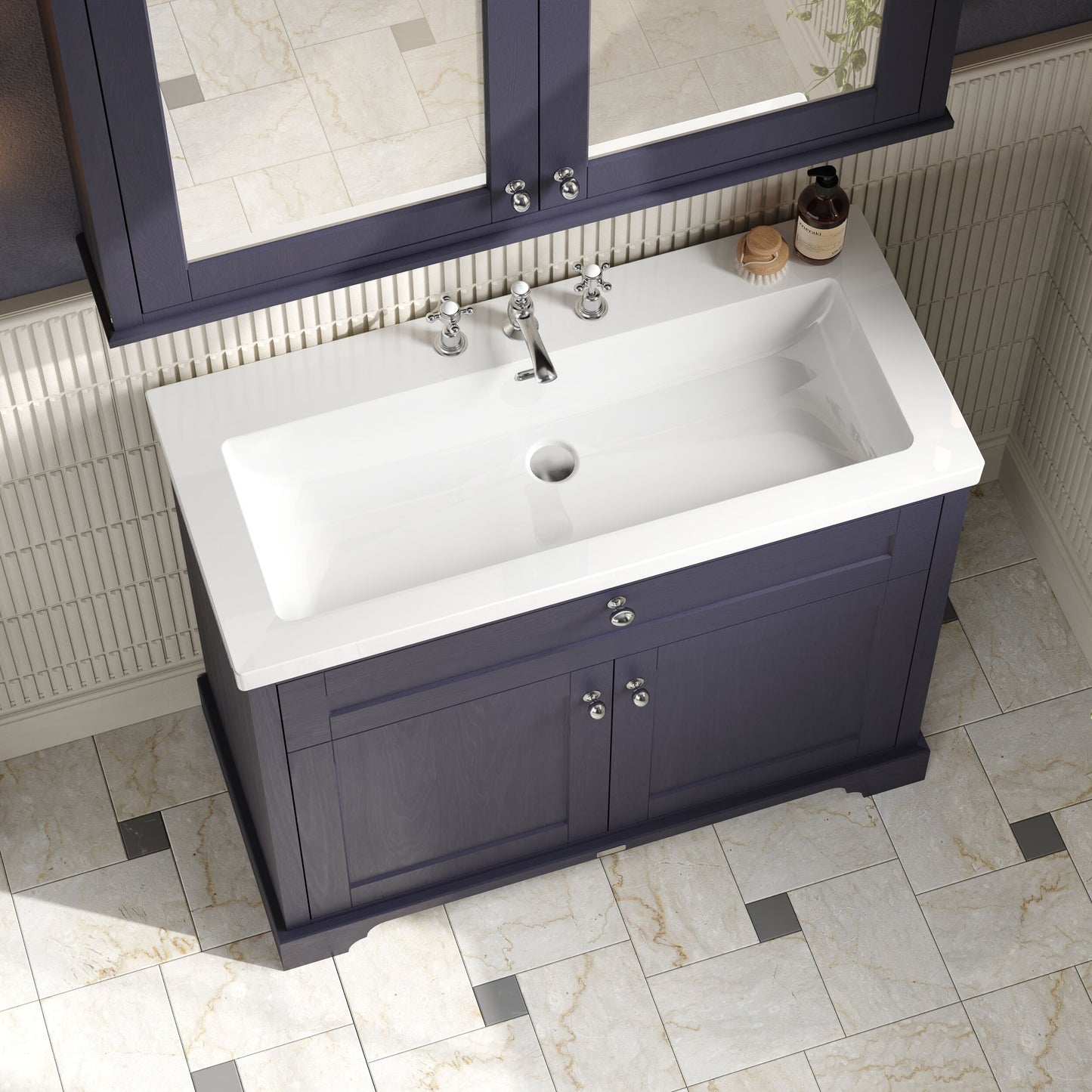 Old London 1000mm 2-Door Unit & Contemporary Fireclay Basin 3TH