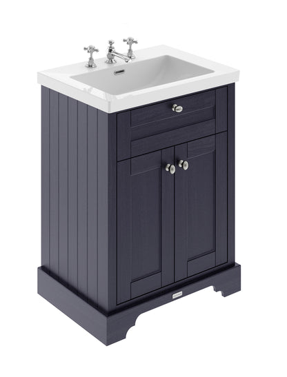 Hudson Reed Old London 813mm Twilight Blue Floor Standing Vanity Unit Including Fireclay Basin 3 Taphole