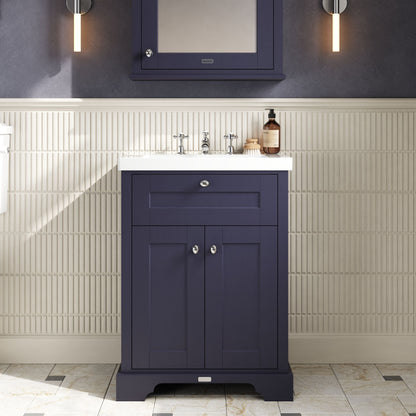 Hudson Reed Old London 813mm Twilight Blue Floor Standing Vanity Unit Including Fireclay Basin 3 Taphole