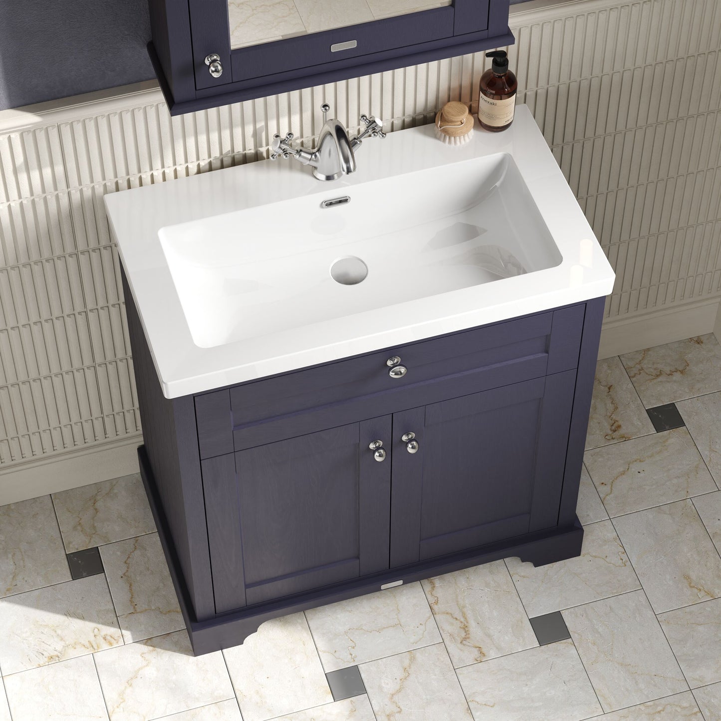 Old London 800mm 2-Door Unit & Contemporary Fireclay Basin 3TH